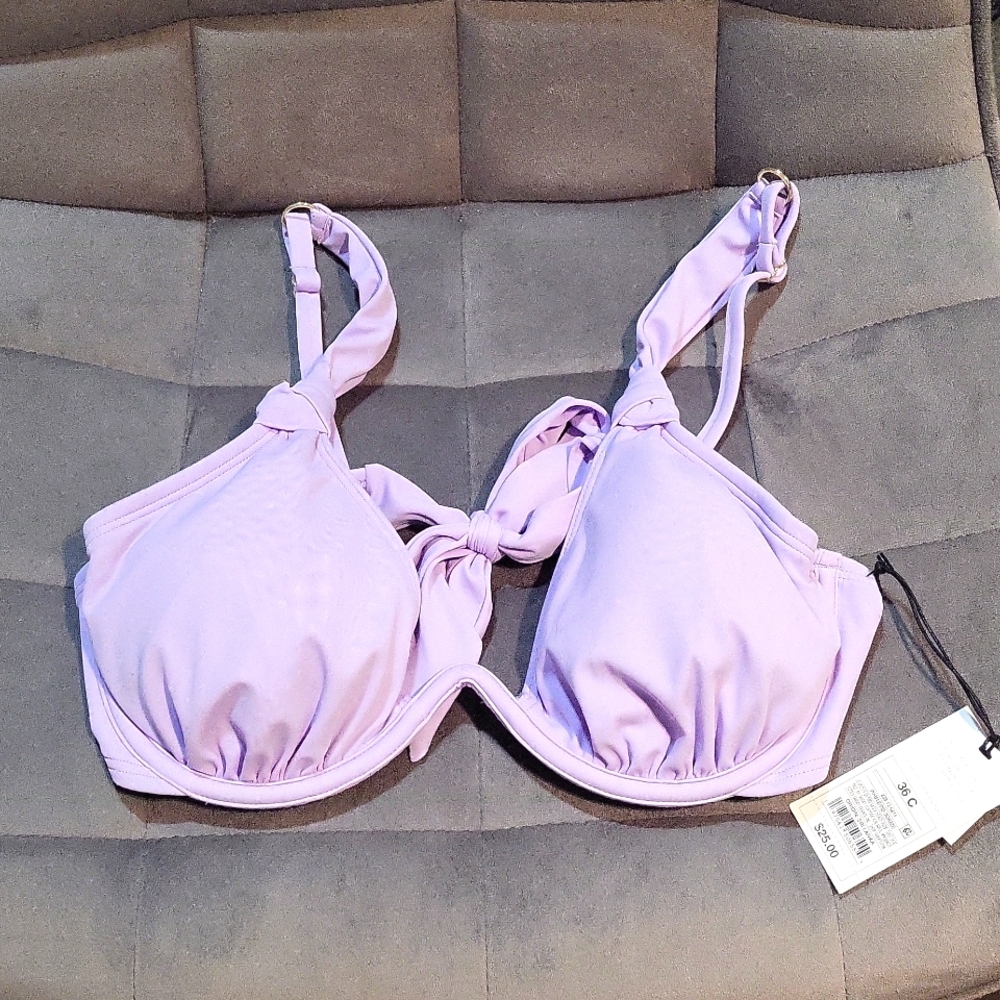 SHADE & SHORE WOMEN'S LIGHT  PURPLE UNDERWIRE BIKINI TOP. 34C/NWT